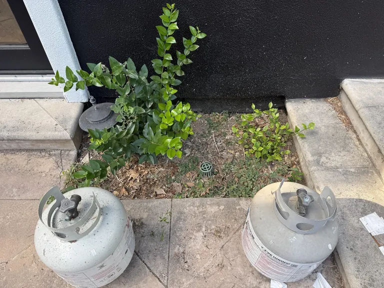 Patio corner before aloe containers were arranged
